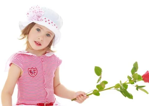 Girl holding a rose Stock Photos