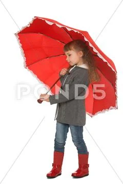 Girl holding umbrella Stock Photos