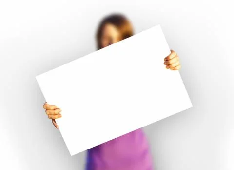 Girl holding white paper Stock Photos