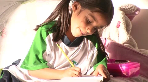 Girl HomeWork 2 Stock Footage 1059469