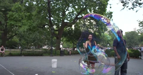 Girl with Huge Bubble Video stock 42660495