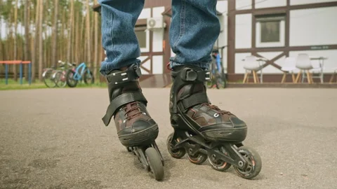 Girl is inline skating inline skates. Slow motion Stock Footage 278344420