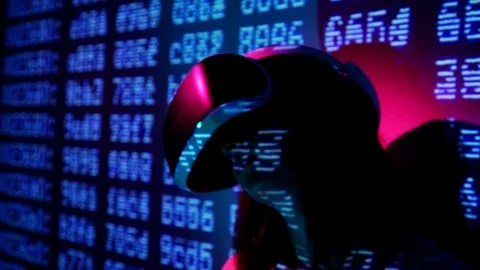 Girl in an interactive VR helmet dances and enjoys virtual reality. Escapes from Stock Footage 88285170