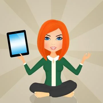 Girl with ipad Stock Illustration