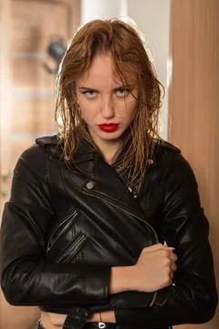 Girl in jacket Foto stock