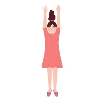 A girl is jumping. Flat vector illustration. Stock Illustration