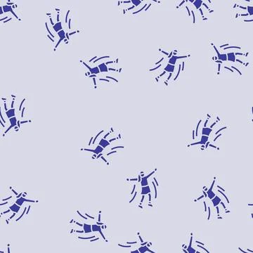 Girl jumping glyph seamless pattern Stock Illustration