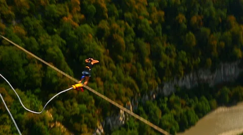 Girl jumping in the gorge Video stock 44763821
