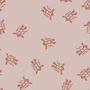 Girl jumping line seamless pattern 스톡 일러스트