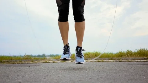 A girl jumping on a rope Stock Footage 110841601