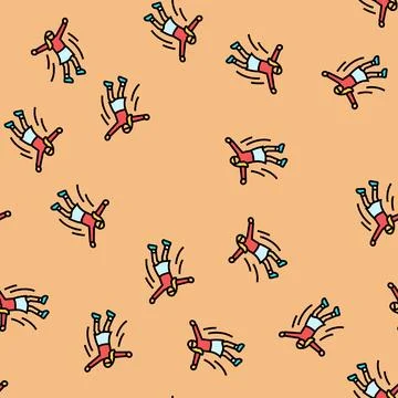 Girl jumping vector seamless pattern Stock Illustration