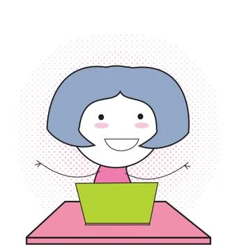 Girl kid computer Stock Illustration