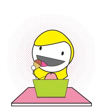 Girl kid computer Stock Illustration