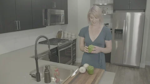 Girl Kitchen Stock Footage 88612696