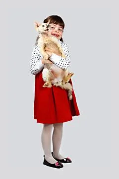 Girl with kitty Stock Photos