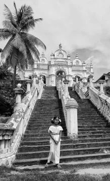 Girl at the Kumarakanda temple Stock Photos