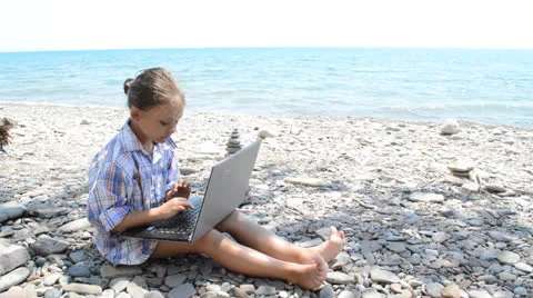 Girl with laptop Stock Footage 25513402