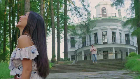The girl laughs in the manor Stock Footage 156524978