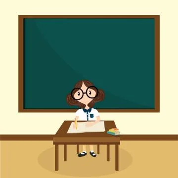 The girl learning in classroom Stock Illustration