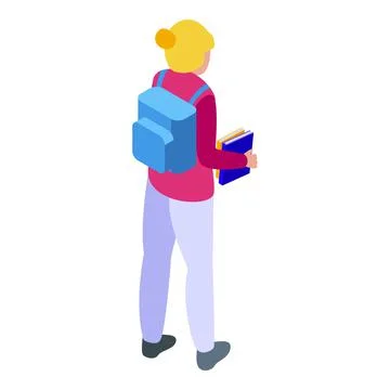Girl learning icon isometric vector. School student Stock-Illustration