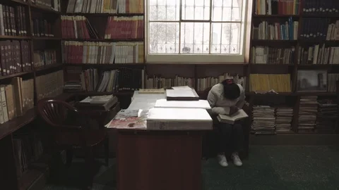 Girl on library Stock Footage 111637070