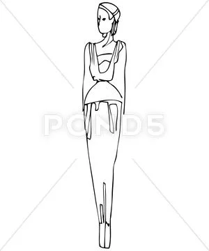Girl in long dress Stock Illustration