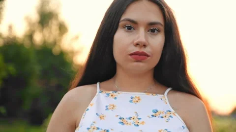 Girl looking at camera, smiling Stock Footage 255657651