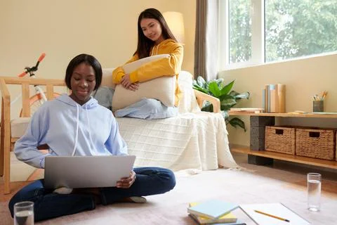 Girl Looking at Coding Friend Stock Photos