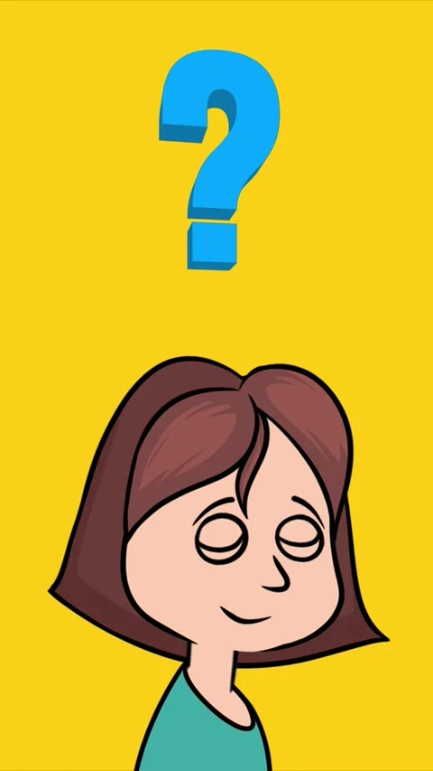 Girl Looking at a Floating Question Mark Vertical Video stock 303259295