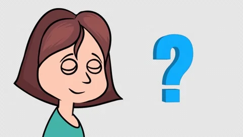 Girl Looking at a Floating Question Mark On Alpha Channel Video stock 303259321