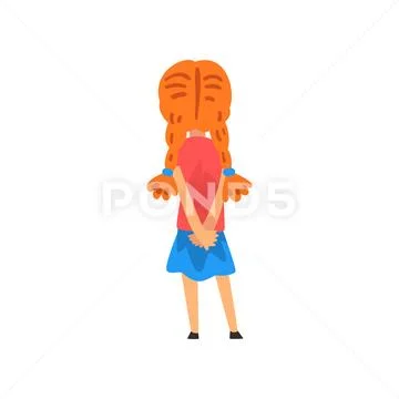 Girl looking forward to something, back view vector Illustration on a white Stock Illustration