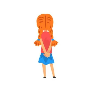 Girl looking forward to something, back view vector Illustration on a white Illustrazione stock