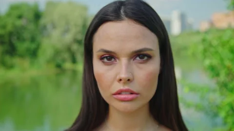 Girl looking with a question at camera Stock Footage 159122082