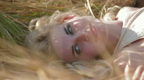 Girl Lying On Grass Video stock 22308727