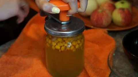 Girl makes compote Stock Footage 80189426