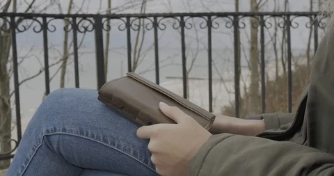 Girl Makes a Diary Entry. Stock Footage 97823825