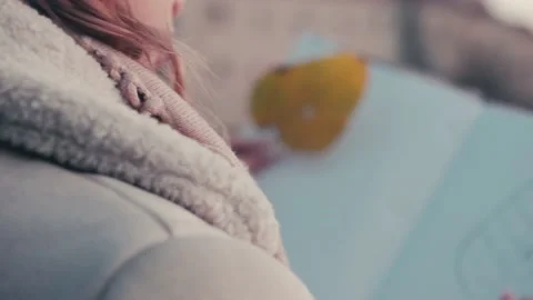 The girl makes the final drawing of the leaf Stock Footage 223511631