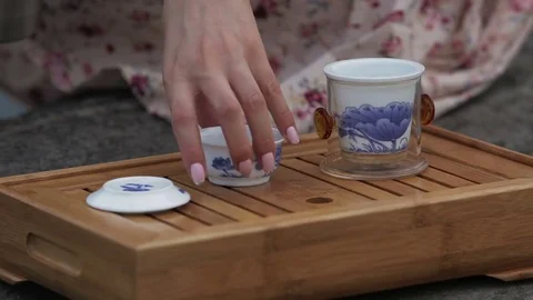 Girl makes tea Stock Footage 72175320