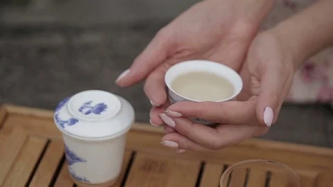 Girl makes tea Stock Footage 72185690