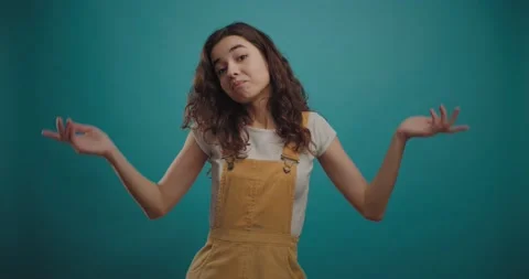 Girl making gesture that she does not know Stock Footage 149300288
