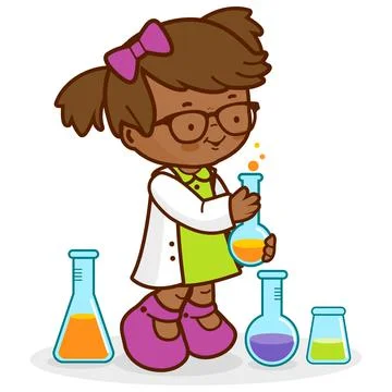 Girl making science experiments. Vector illustration Stock Illustration