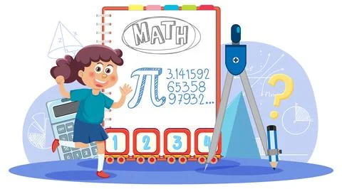 Girl with math element Stock Illustration