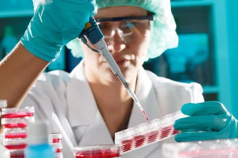 Girl in the microbiology laboratory Stock Photos