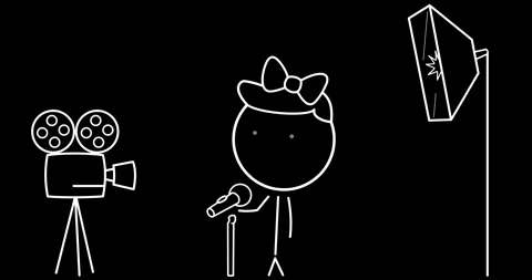 Girl with microphone in front of camera Stock Footage 301976183