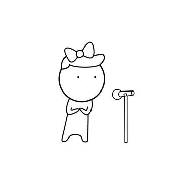 The girl at the microphone Stock Illustration