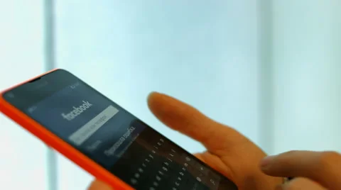 Girl on mobile phone comes in social networks Facebook.  스톡 동영상 59388695