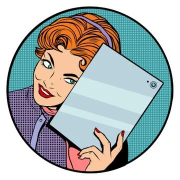 Girl with mobile tablet Stock Illustration