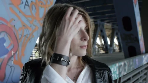 Girl model posing at the camera. Stock Footage 60989499