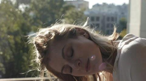 Girl model posing on camera walking through the ruins of an abandoned building. Stock Footage 60989819