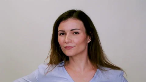 Girl model posing in front of the camera in the studio Video stock 145483441